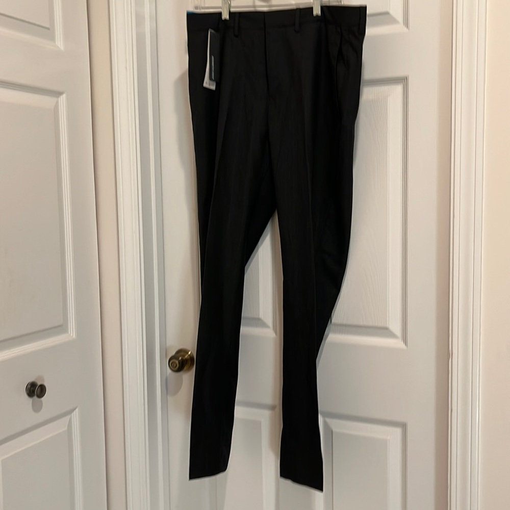 Men’s Kenneth Cole Black Glen plaid pants plain front 36x32 new w/tags $10